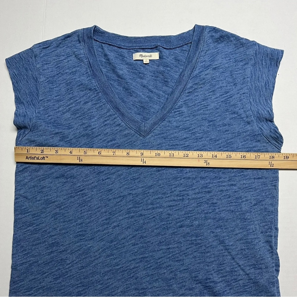 Madewell Indigo Hemp-Cotton V-Neck Muscle Tee Size: Small - Picture 6 of 9